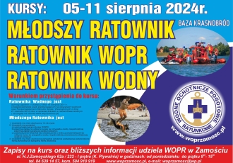 Kurs: Młodszy Ratownik WOPR, Ratownik WOPR, Ratownik Wodny - 05-11.08.2024