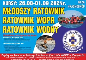 Ostatni stacjonarny kurs  na młodszego Ratownika, Ratownika Wodnego i Ratownika WOPR planujemy na 26.08-01.09.2024